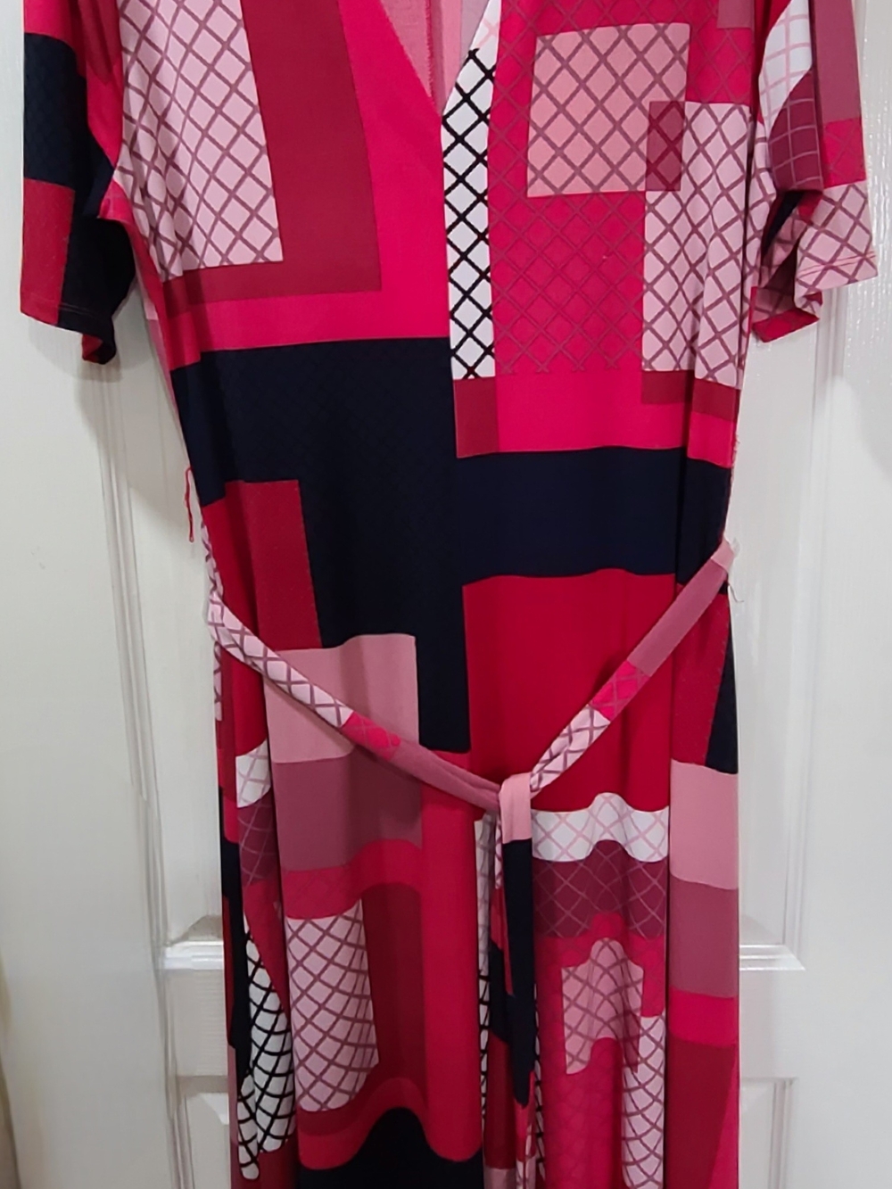 Preston & York Geometric Abstract Faux-Wrap Maxi Dress